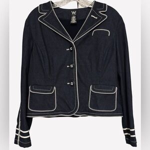 Work to Weekend La Rochelle Indigo Stretch Denim Blazer Jacket | Women’s Size 12